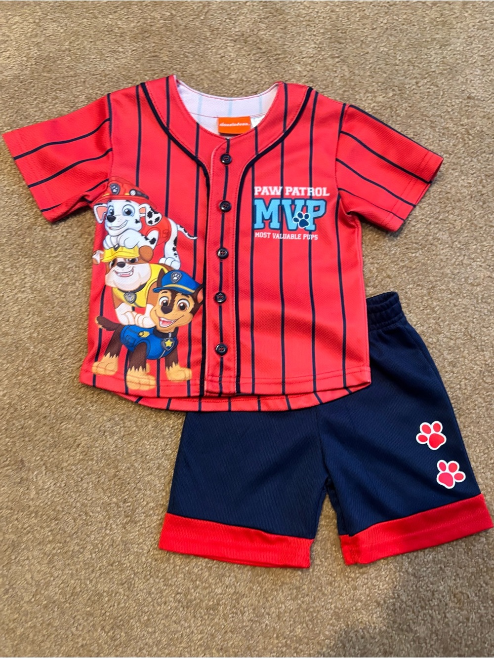 Paw Patrol Red & Navy MVP Baseball Tee and Shorts Set